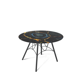 Столик круглый SHT-S100 / SHT-TT32 60 стекло/МДФ (титановый кварц/черный муар) в Новом Уренгое