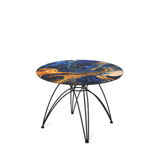 Круглый столик SHT-S112 / SHT-TT32 60 стекло/МДФ (синий сапфир/черный муар) в Новом Уренгое