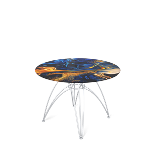 Круглый стол SHT-S112 / SHT-TT32 60 стекло/МДФ (синий сапфир/хром лак) в Новом Уренгое