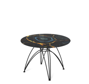 Круглый столик SHT-S112 / SHT-TT32 60 стекло/МДФ (титановый кварц/черный муар) в Надыме