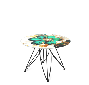 Круглый столик SHT-S113 / SHT-TT32 60 стекло/МДФ (малахитово зеленый/черный муар) в Салехарде - предосмотр