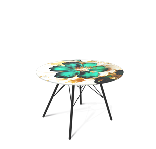 Круглый столик SHT-S37 / SHT-TT32 60 стекло/МДФ (малахитово зеленый/черный муар) в Салехарде - предосмотр