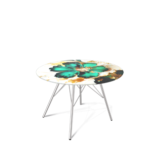 Круглый столик SHT-S37 / SHT-TT32 60 стекло/МДФ (малахитово зеленый/хром лак) в Салехарде - предосмотр