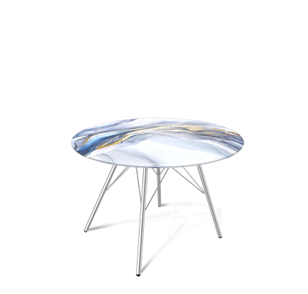 Круглый столик SHT-S37 / SHT-TT32 60 стекло/МДФ (млечный путь/хром лак) в Салехарде - изображение