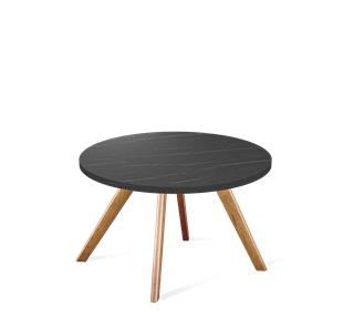 Круглый столик SHT-S39 / SHT-ТT 60 ЛДСП (камень пьетра гриджио черный/светлый орех) в Салехарде