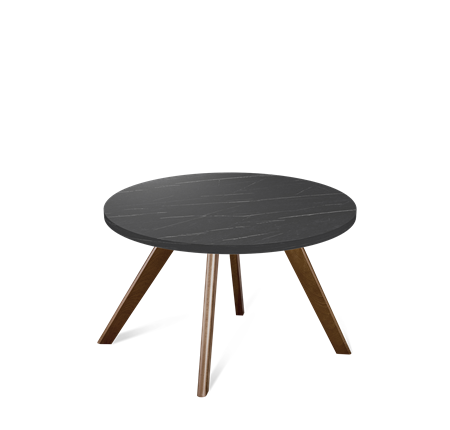 Круглый столик SHT-S39 / SHT-ТT 60 ЛДСП (камень пьетра гриджио черный/темный орех) в Салехарде - изображение