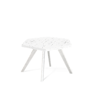 Шестигранный столик SHT-S39 / SHT-ТT20 60 ЛДСП (мрамор каррара белый/белый/патина серебро) в Салехарде