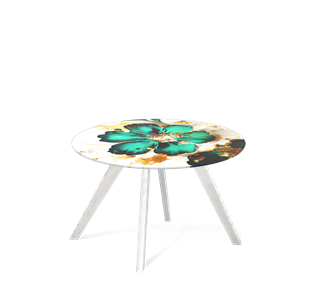 Круглый столик SHT-S39 / SHT-TT32 60 стекло/МДФ (малахитово зеленый/белый/патина серебро) в Салехарде - предосмотр