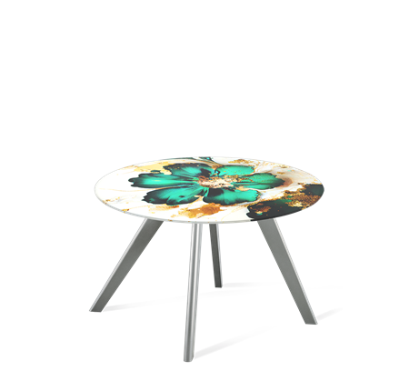 Круглый столик SHT-S39 / SHT-TT32 60 стекло/МДФ (малахитово зеленый/серый) в Салехарде - изображение