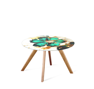 Круглый столик SHT-S39 / SHT-TT32 60 стекло/МДФ (малахитово зеленый/светлый орех) в Салехарде - предосмотр