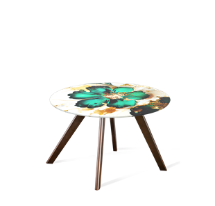 Круглый столик SHT-S39 / SHT-TT32 60 стекло/МДФ (малахитово зеленый/венге) в Салехарде - предосмотр