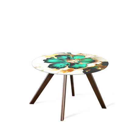 Круглый столик SHT-S39 / SHT-TT32 60 стекло/МДФ (малахитово зеленый/венге) в Салехарде - изображение