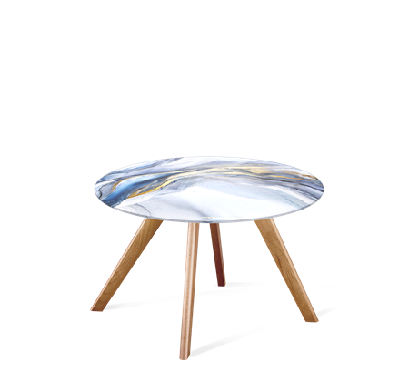 Круглый столик SHT-S39 / SHT-TT32 60 стекло/МДФ (млечный путь/светлый орех) в Салехарде - изображение