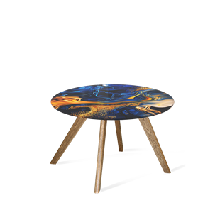 Круглый столик SHT-S39 / SHT-TT32 60 стекло/МДФ (синий сапфир/брашированный коричневый) в Ноябрьске