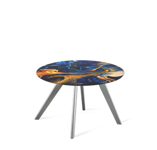Круглый столик SHT-S39 / SHT-TT32 60 стекло/МДФ (синий сапфир/серый) в Новом Уренгое