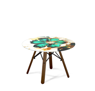 Круглый столик SHT-S70 / SHT-TT32 60 стекло/МДФ (малахитово зеленый/темный орех/черный муар) в Тарко-Сале