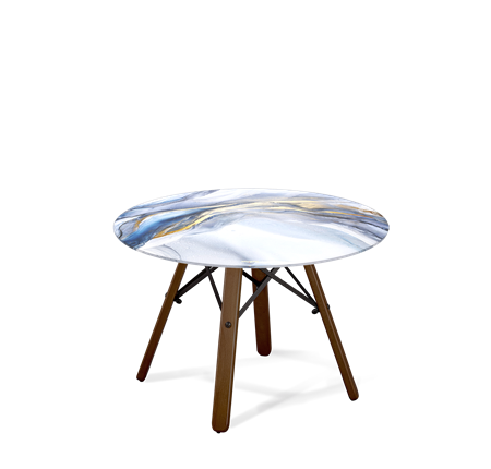Круглый столик SHT-S70 / SHT-TT32 60 стекло/МДФ (млечный путь/темный орех/черный муар) в Салехарде - изображение