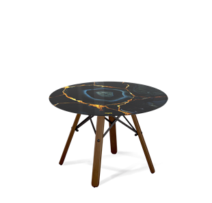 Круглый столик SHT-S70 / SHT-TT32 60 стекло/МДФ (титановый кварц/темный орех/черный муар) в Лабытнанги