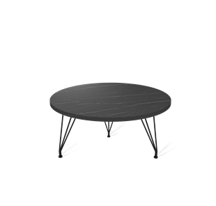 Круглый столик SHT-TU29/H36 / SHT-ТT 60 ЛДСП (камень пьетра гриджио черный/черный муар) 3 ножки в Салехарде
