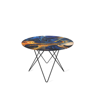 Стол круглый SHT-TU37 / SHT-TT32 60 стекло/МДФ (синий сапфир/черный муар) в Новом Уренгое
