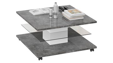 Квадратный столик Diamond тип 1 (Белый/Ателье темный глянец) в Ноябрьске