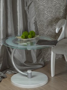 Стеклянный столик Дуэт 13Н (металлик-дуб дымчатый-прозр) в Лабытнанги - предосмотр 6