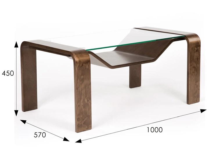 Стеклянный столик Гурон 1 (орех) в Новом Уренгое - изображение 1