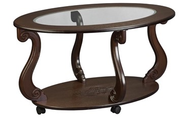 Стеклянный стол Овация-С, на колесах, темно-коричневый в Лабытнанги