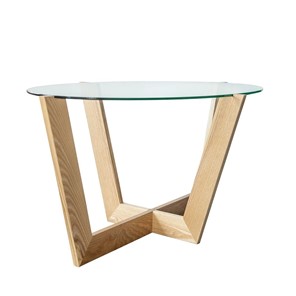 Овальный столик Оникс-6, Натуральный массив/Прозрачное стекло в Губкинском