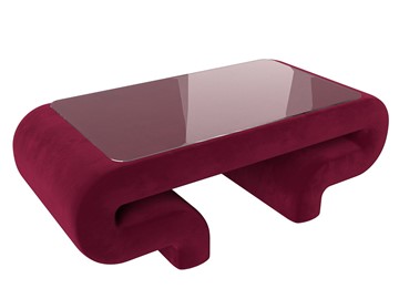 Стеклянный столик в гостиную Волна, бордовый (микровельвет) в Тарко-Сале