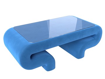 Стеклянный столик Волна, голубой (велюр) в Лабытнанги