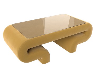 Стеклянный столик в зал Волна, желтый (микровельвет) в Лабытнанги