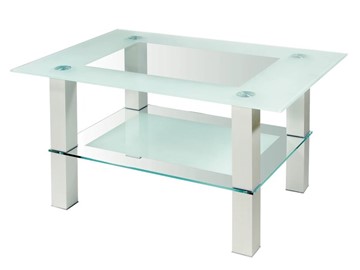 Стеклянный стол Кристалл 2 (алюминий-прозрачное) в Губкинском