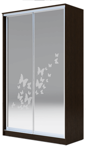Шкаф 2400х1500х420 два зеркала, "Бабочки" ХИТ 24-4-15-66-05 Венге Аруба в Салехарде