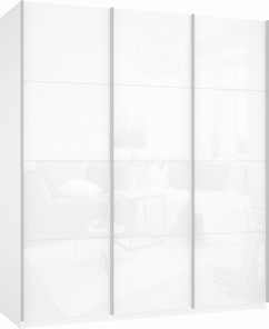 Шкаф 3-х створчатый Прайм (3 Белое стекло) 1800x570x2300, белый снег в Ноябрьске