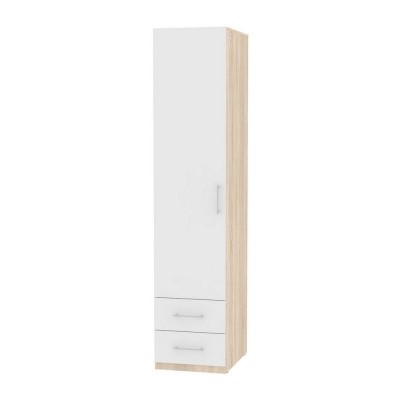 Распашной шкаф Риал (H20) 198х45х45 ручка рейлинг, Белый/ДСС в Надыме - изображение