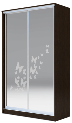 Шкаф-купе 2-х дверный 2200х1500х620 два зеркала, "Бабочки" ХИТ 22-15-66-05 Венге Аруба в Салехарде - изображение