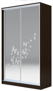 Шкаф 2-х дверный 2300х1362х420 два зеркала, "Бабочки" ХИТ 23-4-14-66-05 Венге Аруба в Салехарде - предосмотр
