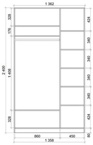 Шкаф 2-х дверный 2400х1362х620 с двумя зеркалами ХИТ 24-14-55 Венге Аруба в Губкинском - предосмотр 2