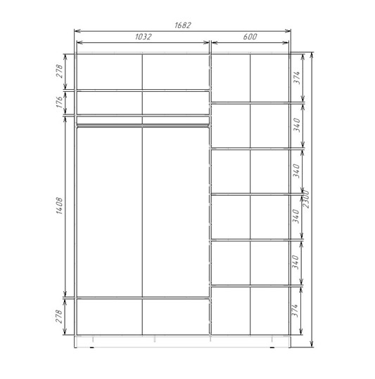 Шкаф двухдверный ХИТ 23-17-55 Серый в Салехарде - изображение 2