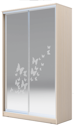 Шкаф 2200х1682х420 два зеркала, "Бабочки" ХИТ 22-4-17-66-05 Ясень Дуб Млечный в Салехарде - изображение