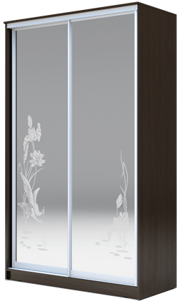 Шкаф 2-х дверный 2400х1362х620 два зеркала, "Цапли" ХИТ 24-14-66-01 Венге Аруба в Надыме - изображение