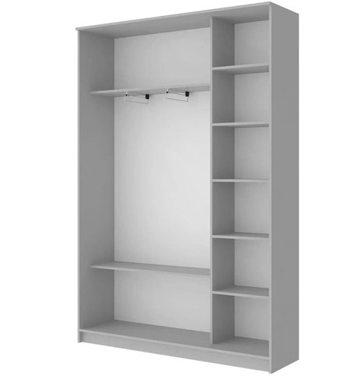 Шкаф 2-х дверный 2200х1500х420 с двумя зеркалами ХИТ 22-4-15-55 Белая шагрень в Салехарде - изображение 1