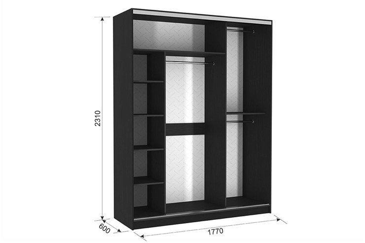 Шкаф трехдверный Бассо 1-600, Венге в Салехарде - изображение 2