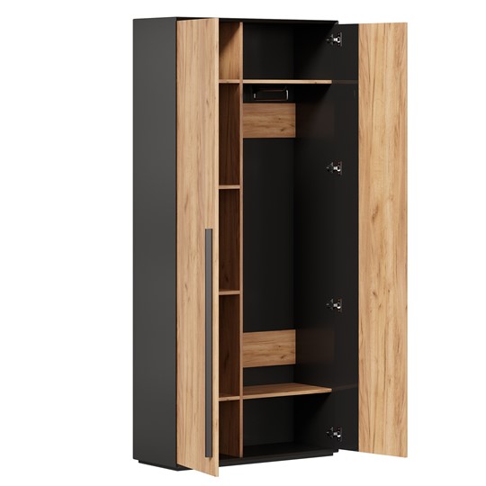 Шкаф для прихожей 2-дверный Неаполь ЛД.134050.000 (Черный/Дуб Золотой) в Салехарде - изображение 1