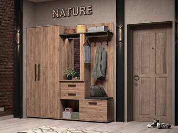 Шкаф для одежды Nature 70 МЦН, Дуб табачный Craft-Черный в Салехарде - предосмотр 5