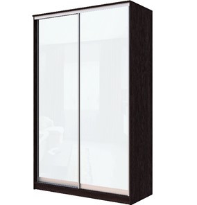 Шкаф 2-х створчатый Хит-22-12-22 с цветным стеклом, белое №10, Венге в Надыме