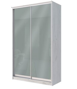 Шкаф Хит-22-12-22 с цветным стеклом, средне-серый 074, Дуб крафт белый в Салехарде