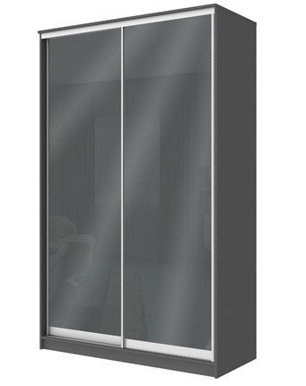 Шкаф 2-х створчатый Хит-22-12/2-22 с цветным стеклом, темно-серый 073, Графит в Салехарде - изображение