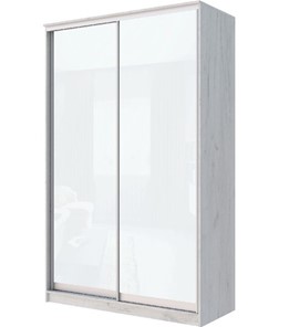 Шкаф 2-х створчатый Хит-22-14-22 с цветным стеклом, белое №10, Дуб крафт белый в Салехарде - предосмотр